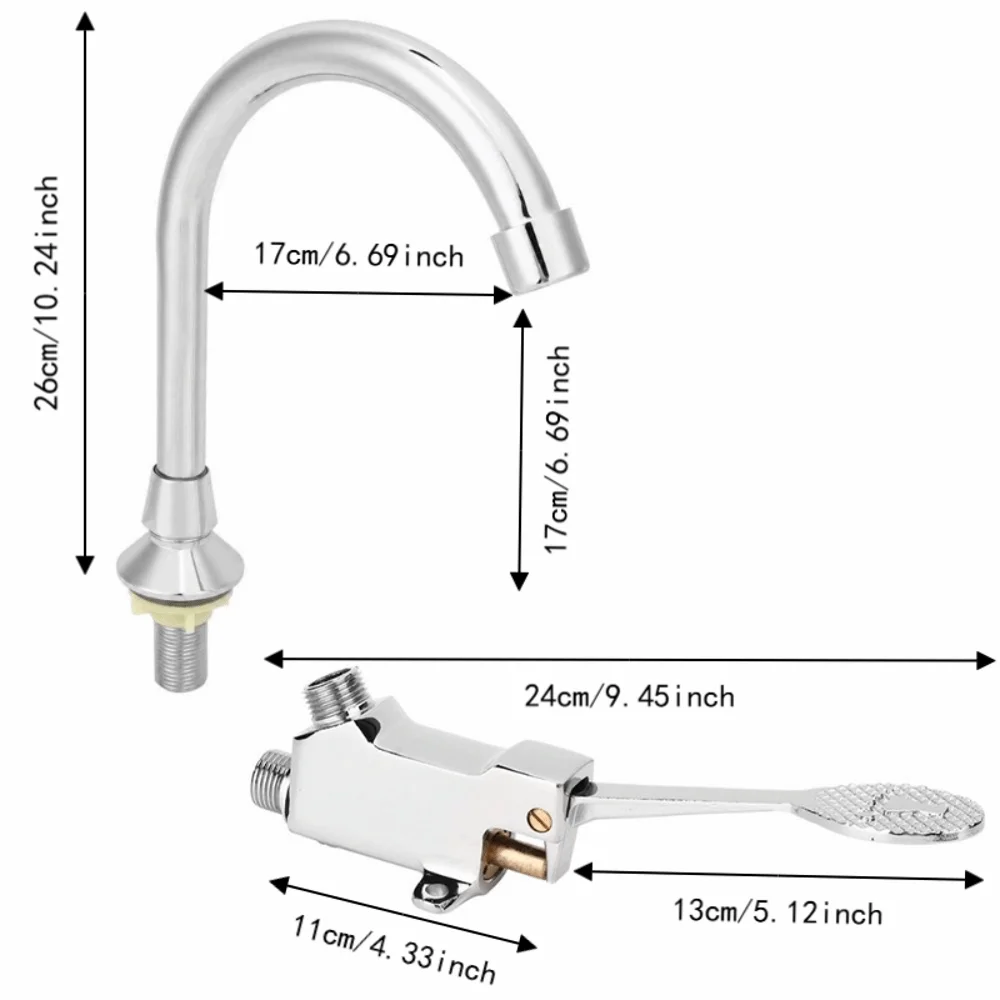 Easy Use G1/2 Foot Pedal Faucet Single Cold Water Copper Foot Operated Faucet Water Tap Kit Washroom