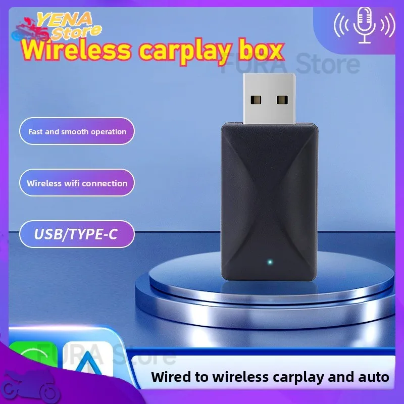 

2-in-1 wired to wireless Carplay adapter, Android automatic insertion USB dongle, wireless carplay Android auto box