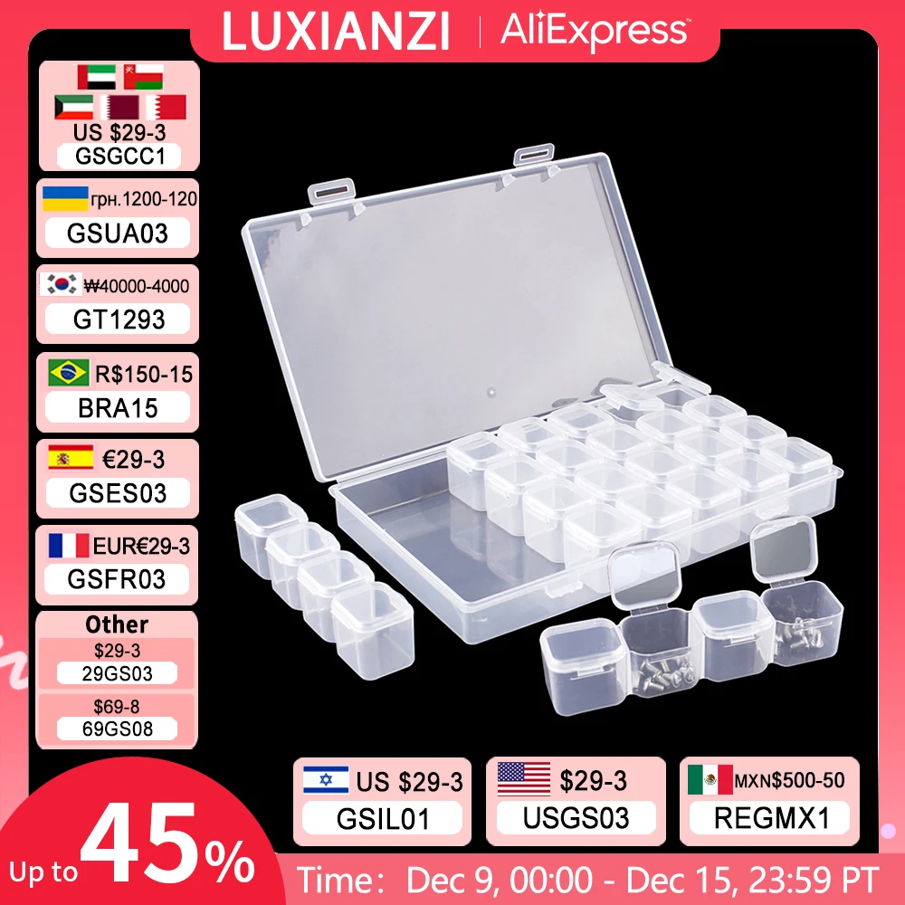 LUXIANZI 56in1 Dustproof Plastic Storage Case For Bead Hardware Screw Sealed Safety Organizer Box Compartment Storage Toolbox