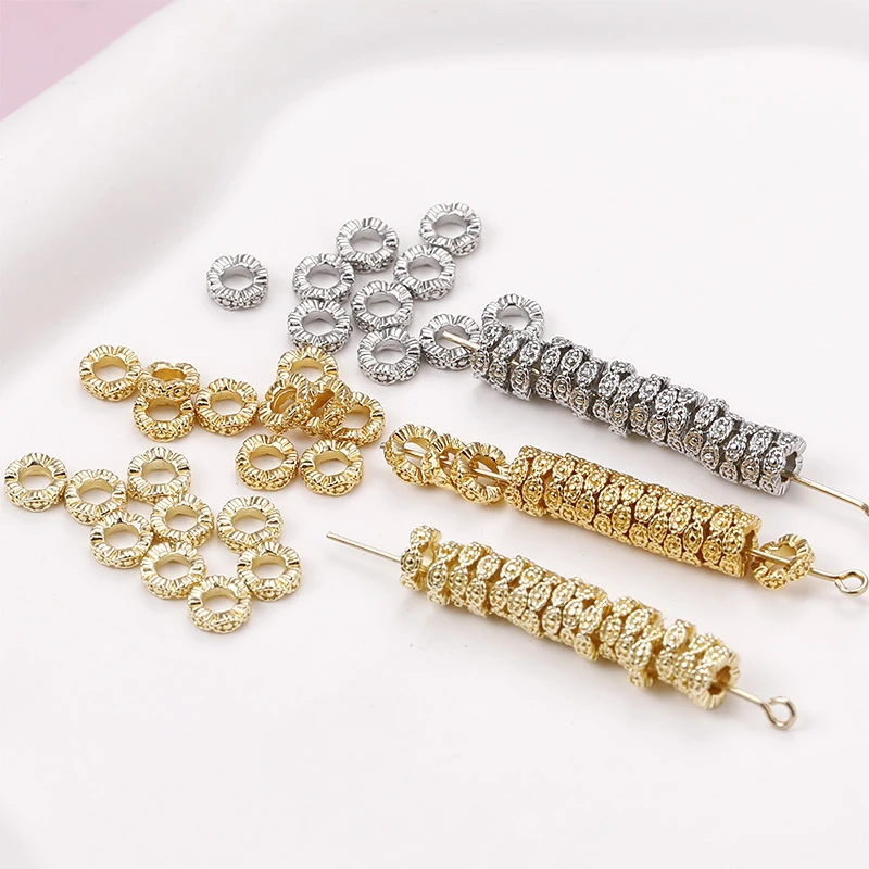 10 Pieces 14k Copper Clad Gold Large Hole Through-hole Spacer Bead  Handmade Diy Bracelet Necklace Jewelry Beading Accessories