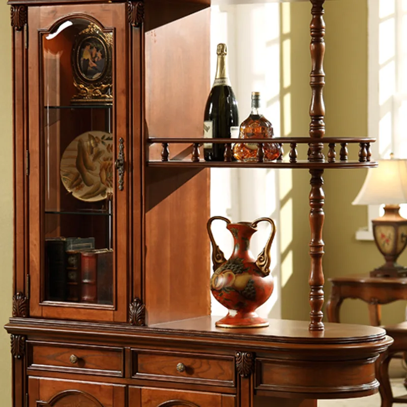 American solid wood room cabinet simple modern partition cabinet European partition wine cabinet double-sided screen shoe cabine