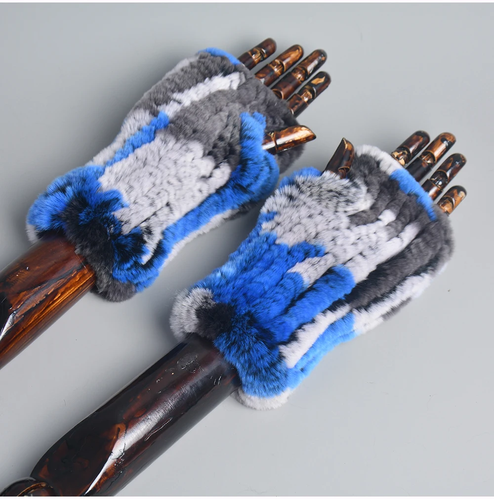 Lady Winter 100% Natural Real Rex Rabbit Fur Glove Women Soft Rex Rabbit Fur Glove Foashion Warm Knitted Genuine Fur Gloves