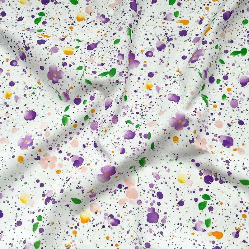 

Хлопковая поплиновая ткань с цифровым принтом в горошек, платье с цветочным принтом, рубашка Ципао, юбка, одежда «сделай сам», легкая летняя модная ткань ручной работы