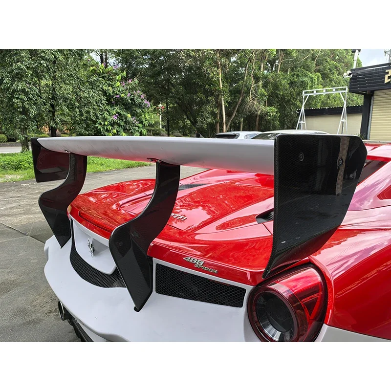 Factory Car Appearance Modification Dry Carbon Fiber Body Kit 488 Large Rear Wing Rear Spoiler for Ferraricustom
