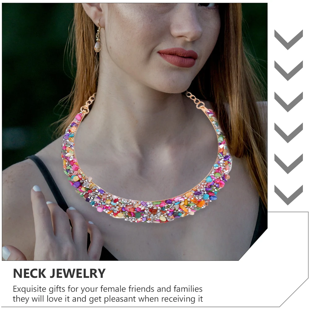 

1Set Colorful Rhinestone Jewelry Set Necklace and Earring Kit for Women Exaggerated Design Fashion Accessory Gift for Her