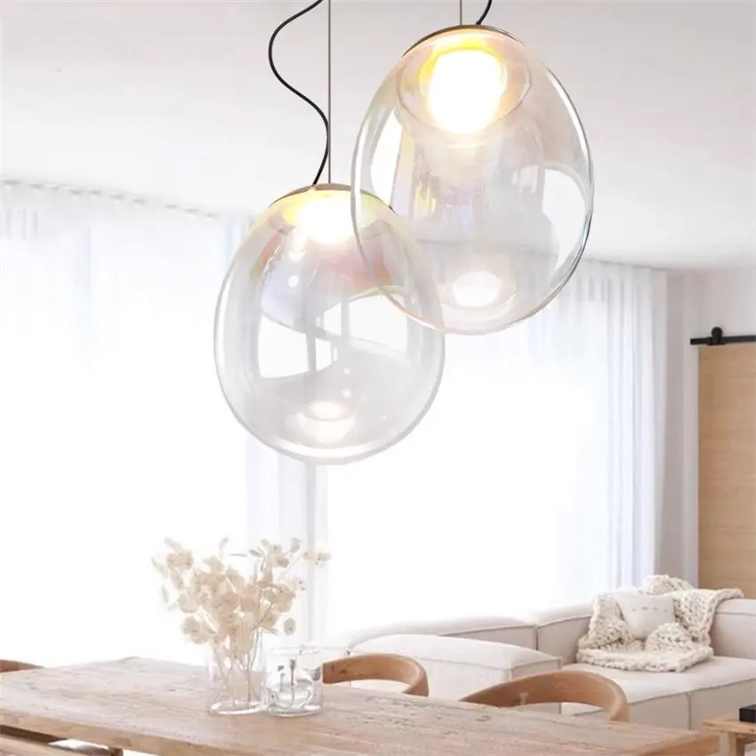 

Modern rainbow glass balloon pendant lights clothing store bar duplex living room dining room staircase decoration LED lamps