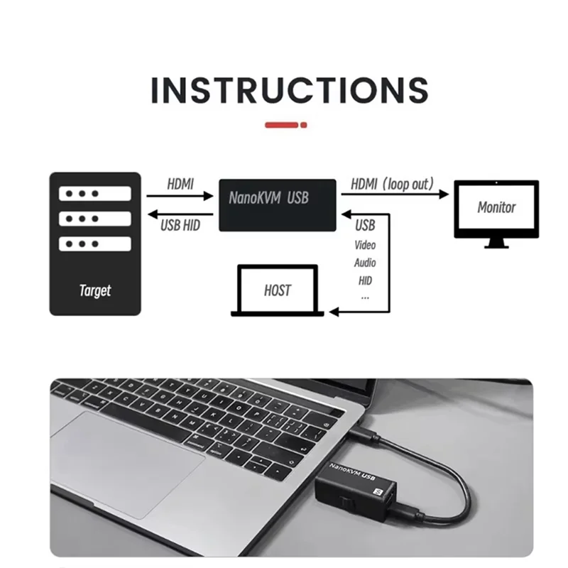 Y19A Per operazioni Sipeed Nanokvm-USB e collaborazione multidispositivo KVM USB 4K per server/Sbcs B