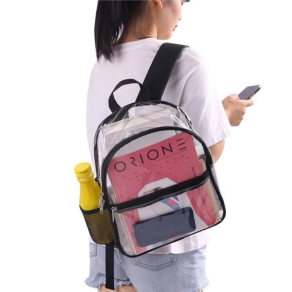 

PVC Clear Backpack Casual Waterproof Visible Knapsack Large Capacity with Adjustable Straps School Storage Backbags Concert