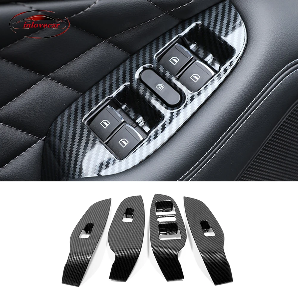 

ABS Carbon fiber Car Door Window glass Lift Control Switch Panel Cover For Great Wall Cannon GWM Poer Ute 2021 2022 Accessories