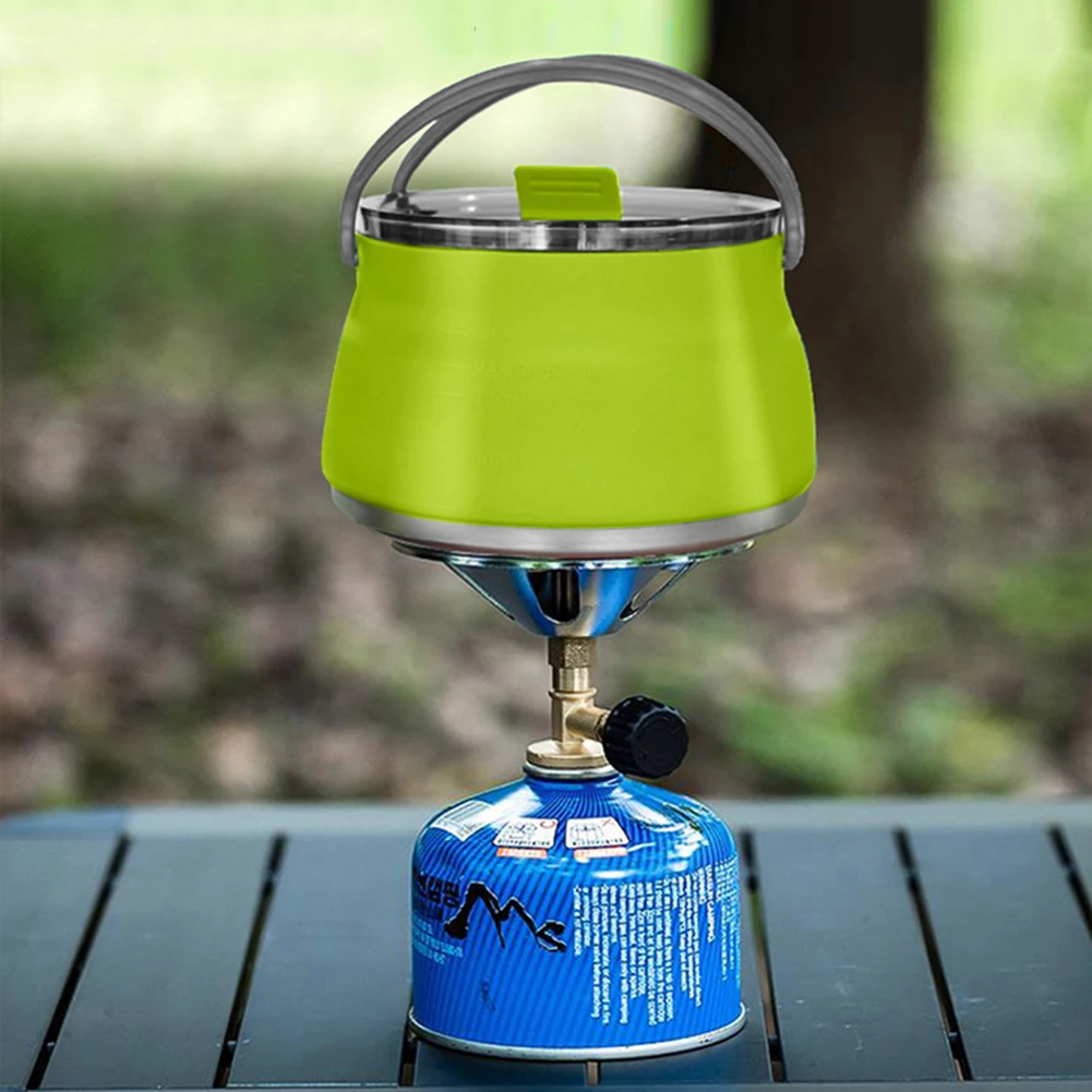 

1л походный горшок для повара, без бисфенола А, походный чайник, уличный силиконовый чайник, дно из нержавеющей стали для путешествий, пикника, пешего туризма