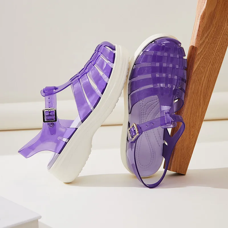 

2024 Elegant Purple Sandals Women Fashion Casual Jelly Women's Summer Footwear New Light Comfortable Platform Sandals For Woman