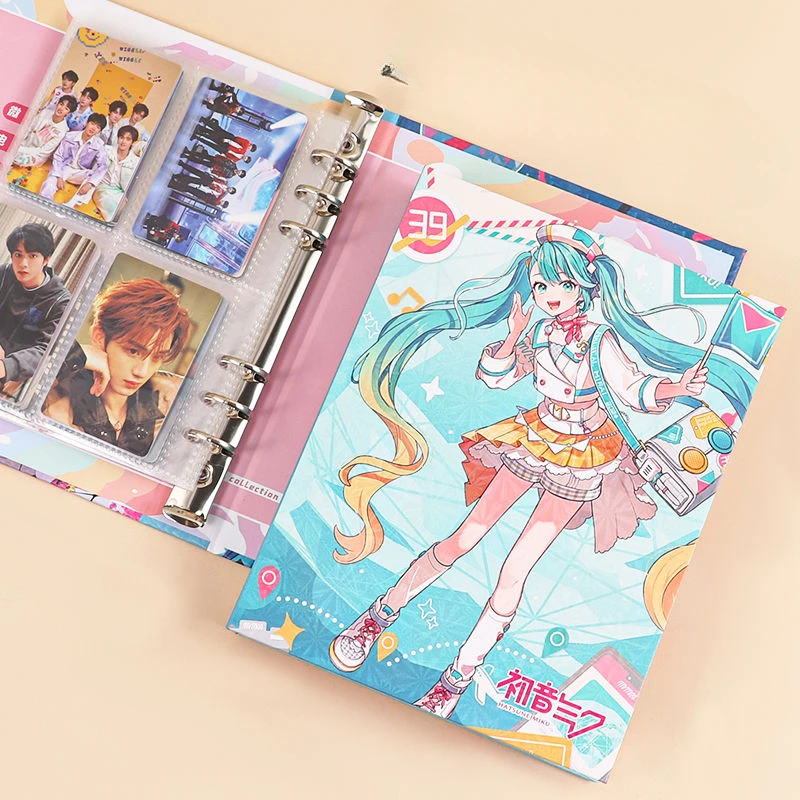 Hatsune Miku anime Kawaii Miku card book two-dimensional cute cartoon loose-leaf four-square grid small card card storage book