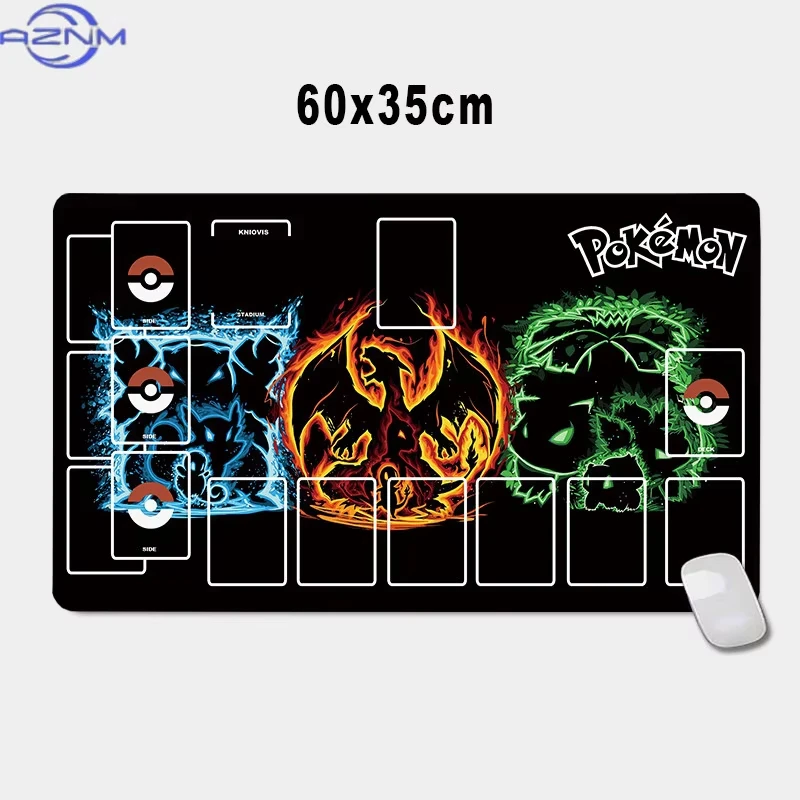 Pokemon Charizard TCG Playmat Multiple Classic Starter Pokemon Art With Battle Zones Non Slip Rubber Card Game Mat