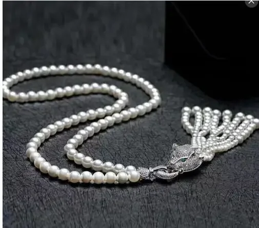 HOT SELL 7-8 mm Freshwater Leopard Head NATURAL shell PEARL NECKLACE