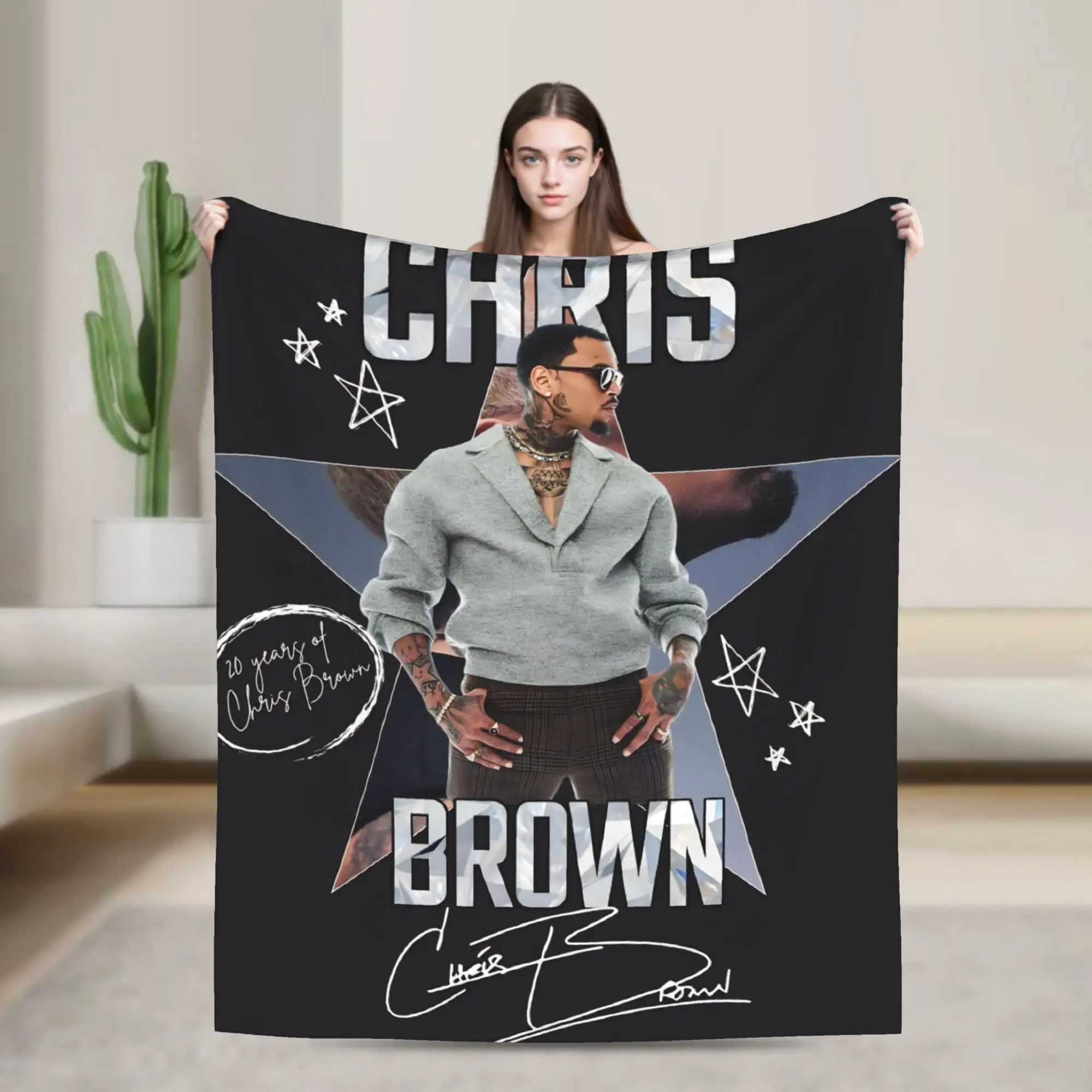Chris Brown Breezy Bowl XX Blankets  Decorative Flannel Throw Blanket For Bedroom Warm Soft Customized Quality Bedspread Gift