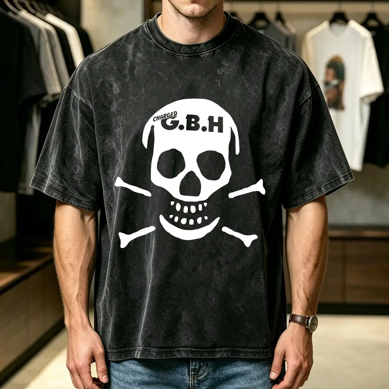 washed T Shirt CHARGED GBH Skull Punk rock hardcore thrash band tee all sizes and color vintage Washed homme Unisex Versatile