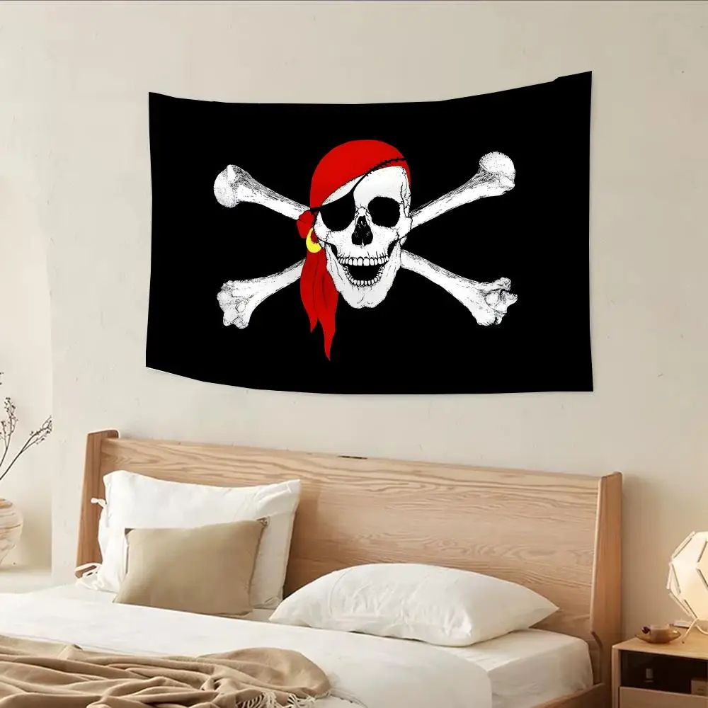 Johnin Jolly Roger Skull Bone Flags flags four rings hanging no edging for indoor use and outdoor decor easy hanging