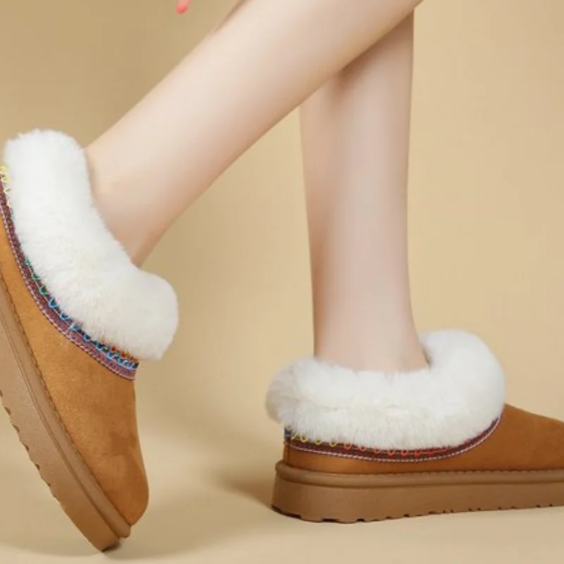 الشتاء أنيقة جولة اصبع القدم مثير وقطيفة سميكة سوليد أحذية الثلوج عارضة المألوف أفضل بيع الأحذية النسائية الجديدة المريحة #4