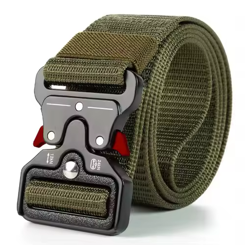Red Ears Plastic buckle tactical belt men's multifunctional military fan canvas belt outdoor faux nylon training waist belt - Image 22