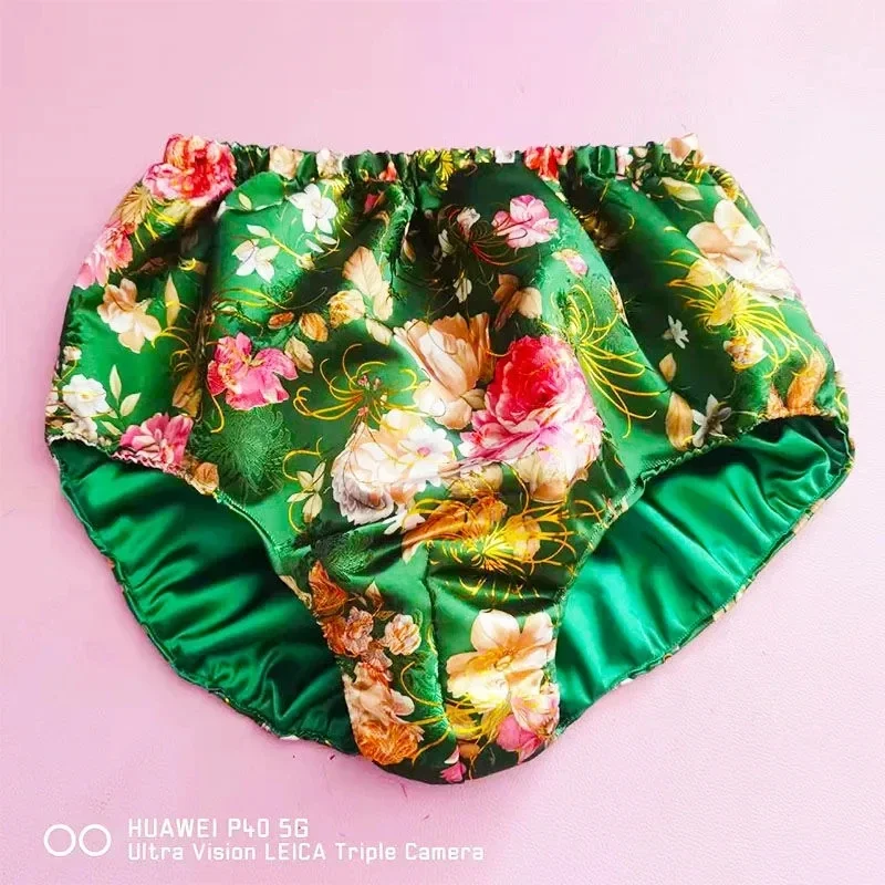 Man's Floral Embroidery Soft Silky Touch Silky Briefs Live Show DJ Club Sexy Costumes Private Party