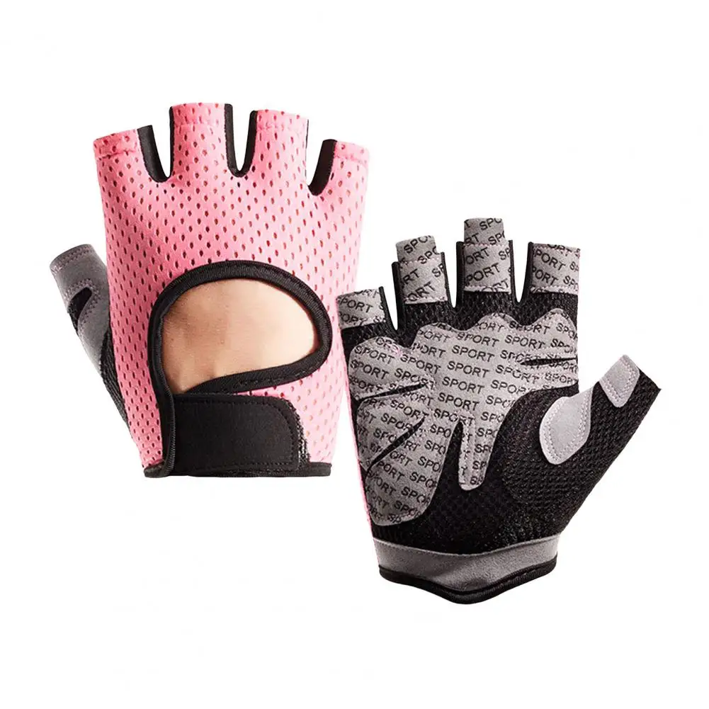 Gym Gloves Anti slip Half Finger Sport Gloves with Full Palm for Weightlifting Cycling Unisex Hollow Mesh for Outdoor