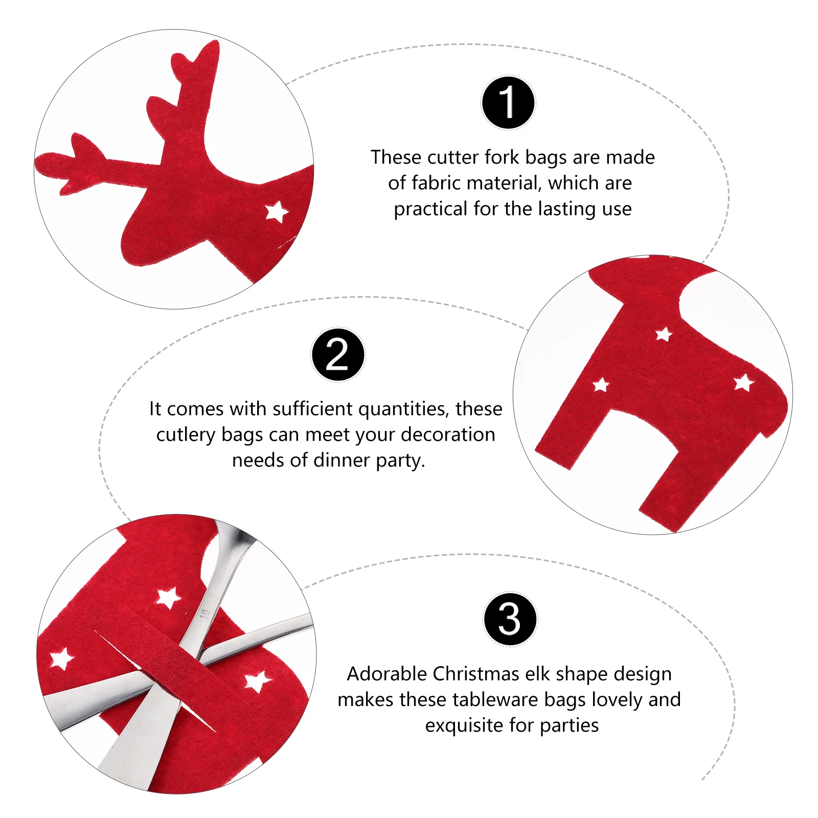 

4pcs Christmas Holder Elk Shape Fork Cutter Bags Fabric Storage For Party Cutlery Holder Table Decoration