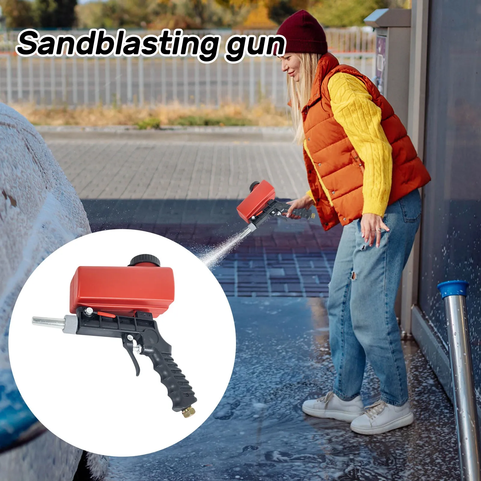 

Pneumatic Sandblasting Gun Rust Removal Tool Air Powered Blaster for Metal Cleaning Restoration Industrial Surface Preparation