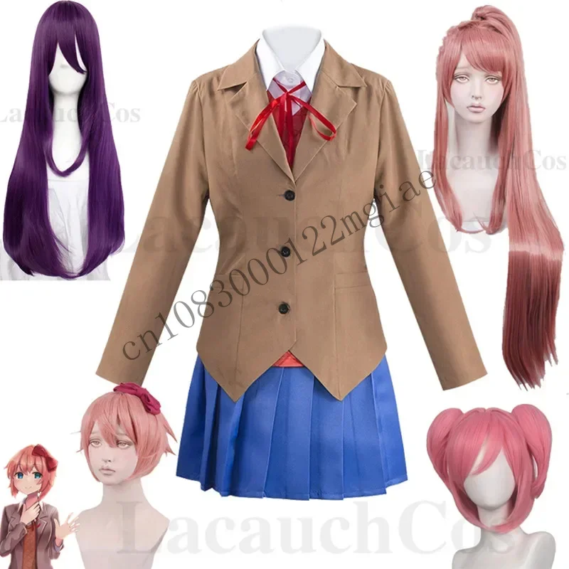 Game Doki Literature Club Monika Sayori Yuri Natsuki Cosplay School Student Uniform Girls Halloween Costume CMM221