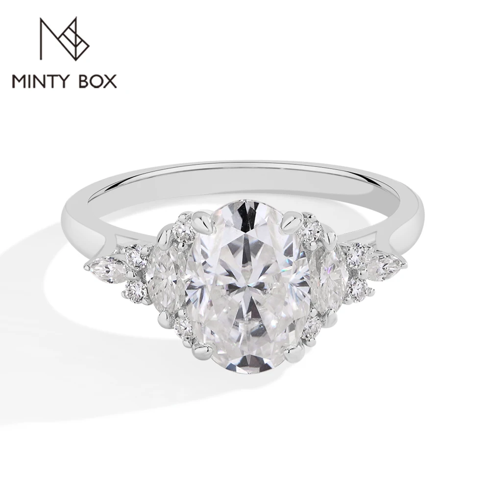 

MINTYBOX 3.0ct Lab Grown Diamond Engagement Ring S925 Sterling Silver Oval Moissanite Rings For Women 18K Gold Plated Jewelry