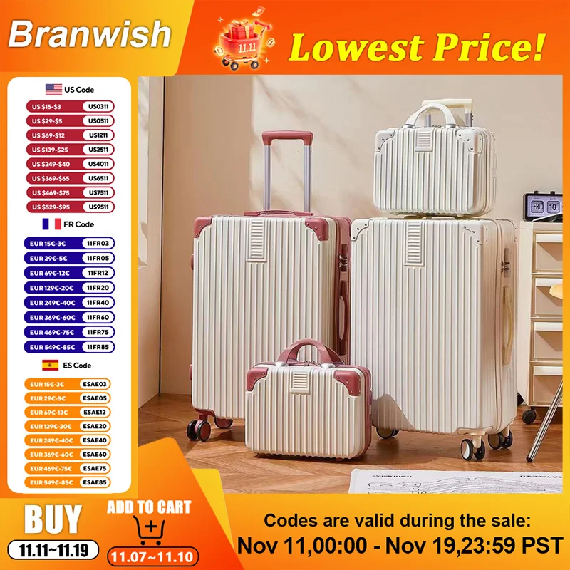 20/24/26 بوصة ريترو ستايل حقيبة سفر مكافحة قطع النسيج ABS الأمتعة مع سعة كبيرة تخزين عجلات دوارة هادئة ل TripA