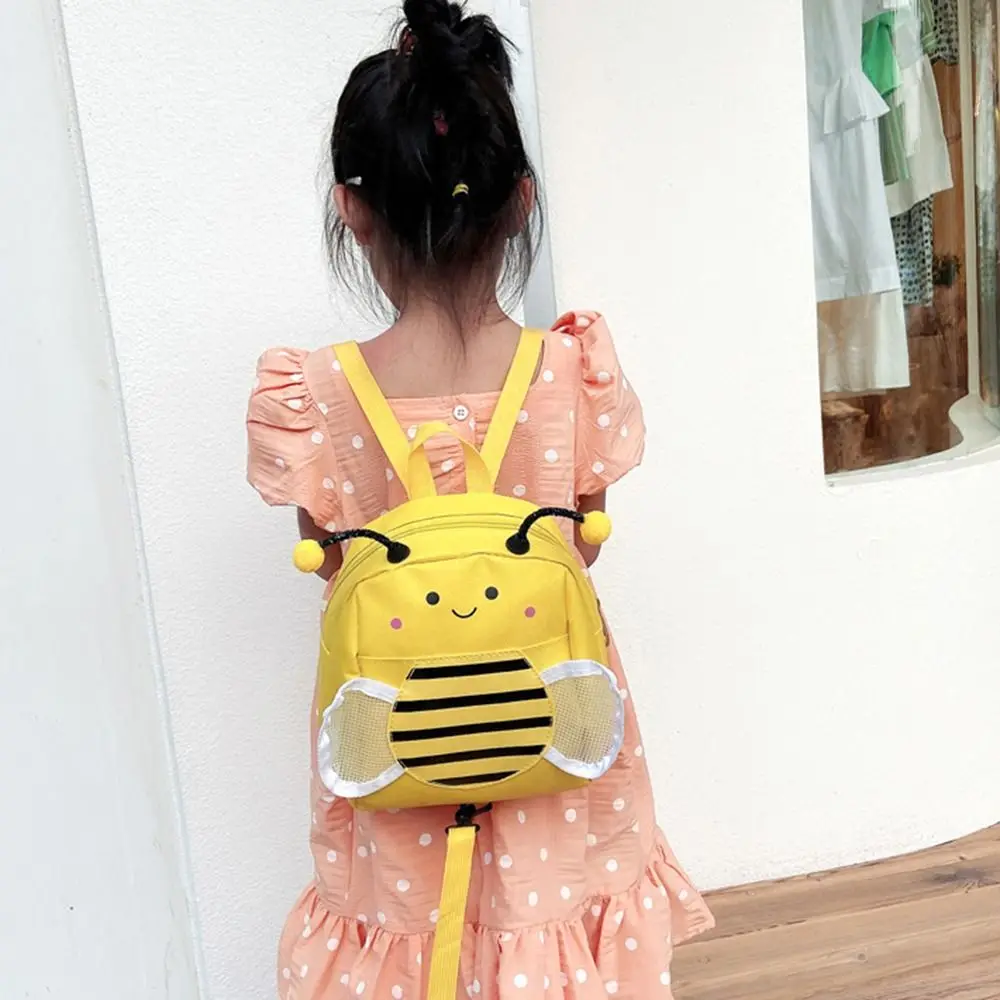 Cartoon 3D Bee Children Backpacks Anti Loss Leash Cute Kindergarten Schoolbag Lightweight Waterproof Kids Shoulders Bag Toddler