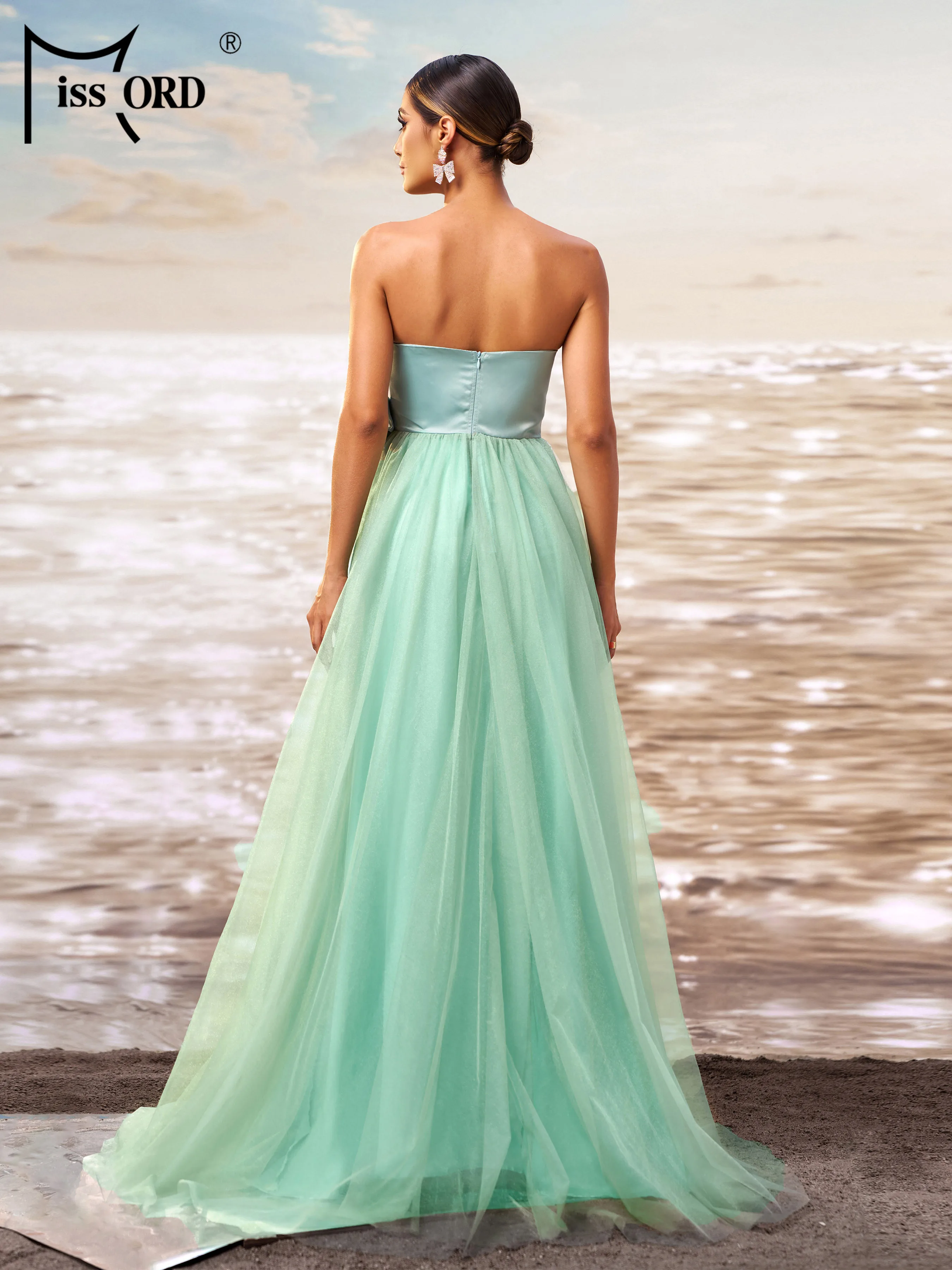 Missord-Robe de soirée en tulle sans bretelles, ligne A, longueur au sol, élégante, maxi, chic, pour mariage, fête d'anniversaire, occasions formelles, nouvelle collection 2025
