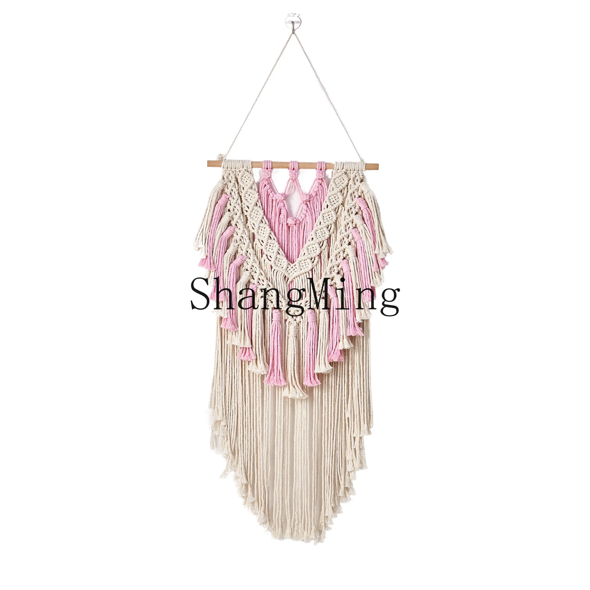 

PYH Modern Simple Light Luxury Fashion Woven Cotton Rope Powder White Fringe Home Wall Hanging Decorative