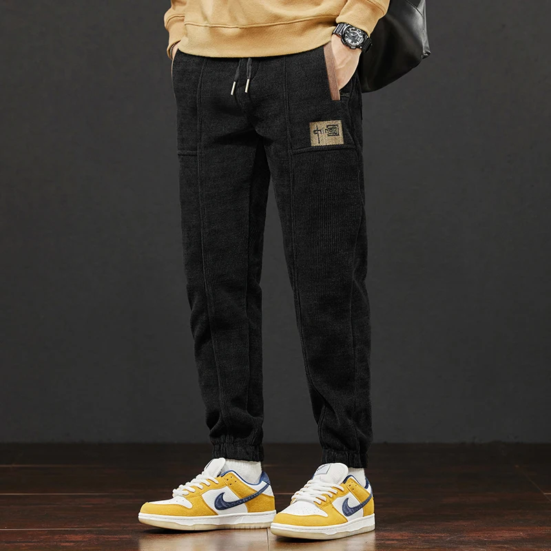 Thiened Fce سراويل تقليدية للرجال خريف شتاء الشارع Sle ملابس العمل ملابس خارجية رياضية مستقيمة الساق بنطلون دافئ