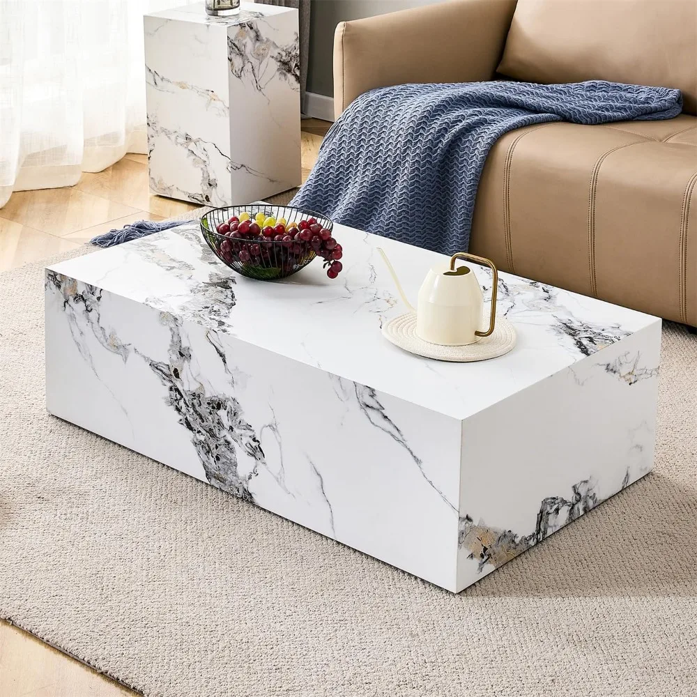 

Faux Marble Coffee Table, Rectangle MDF Sofa Side Table for Living Room, Coffee Table Tea Tables Center Tables for Home,