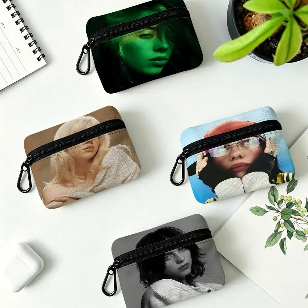 B-Billie Singer E-Eilish Waterproof Oxford Cloth Zipper Wallet Portable Hanging Small Coin Purse For Travel