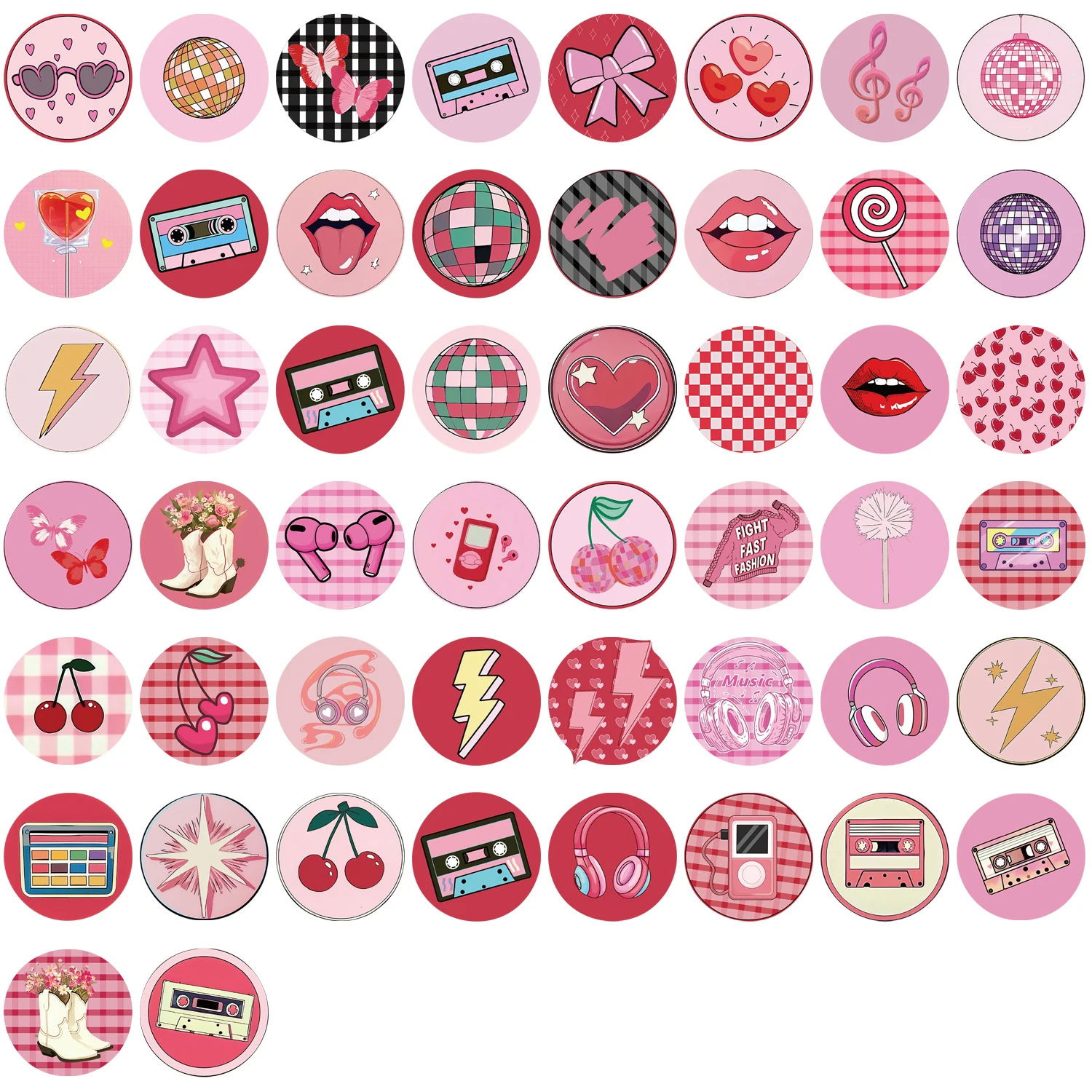 50 قطعة من أغطية تسليط الضوء على Instagram ملصقات جمالية على الموضة ومجلة لوح التزلج والجيتار وملصق تزيين لعبة هدية العيد