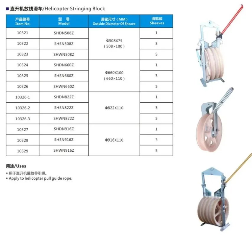 ナイロンペイオフブロック,単輪,3輪および5輪,508, 660, 750, 822, 916