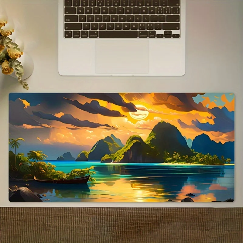 Landscape, rectangular mousepad, natural rubber, durable stitched edge, non-slip rubber mousepad, suitable for office computers