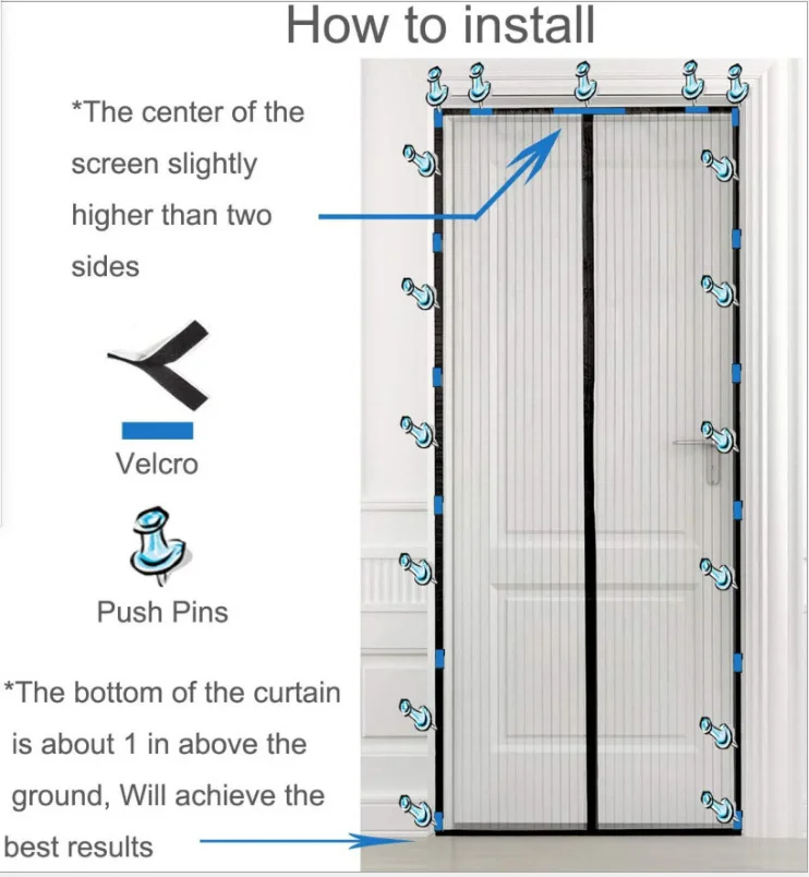 Jaring nyamuk pintu layar magnetik 80/90/100 Cm, untuk jendela tirai jaring Anti nyamuk tutup otomatis tirai pintu magnetik