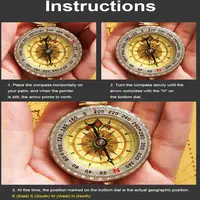 Camping Survival Compass for Hiking,Glow in The Dark Waterproof Vintage GearCompass for Hunting Outdoor Navigation Tool 5