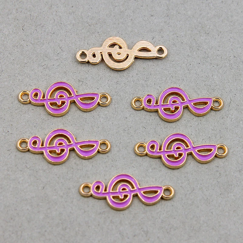 6pcs/lot New Arrival Musical Note Charms Enamel Double hanging Charms Mix Colors for DIY Handmade Metal Charm Pendants Jewelry