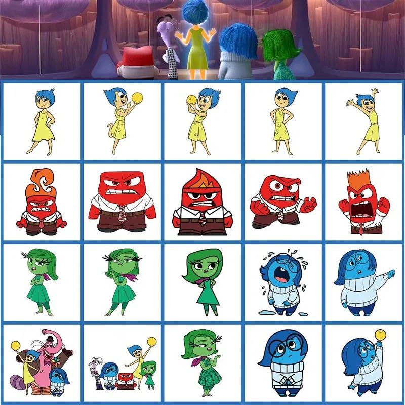 20Pcs New Disney Cartoon Inside Out 2 adesivi per tatuaggi temporanei Cute Children tatuaggio impermeabile per bambini regalo di compleanno divertente