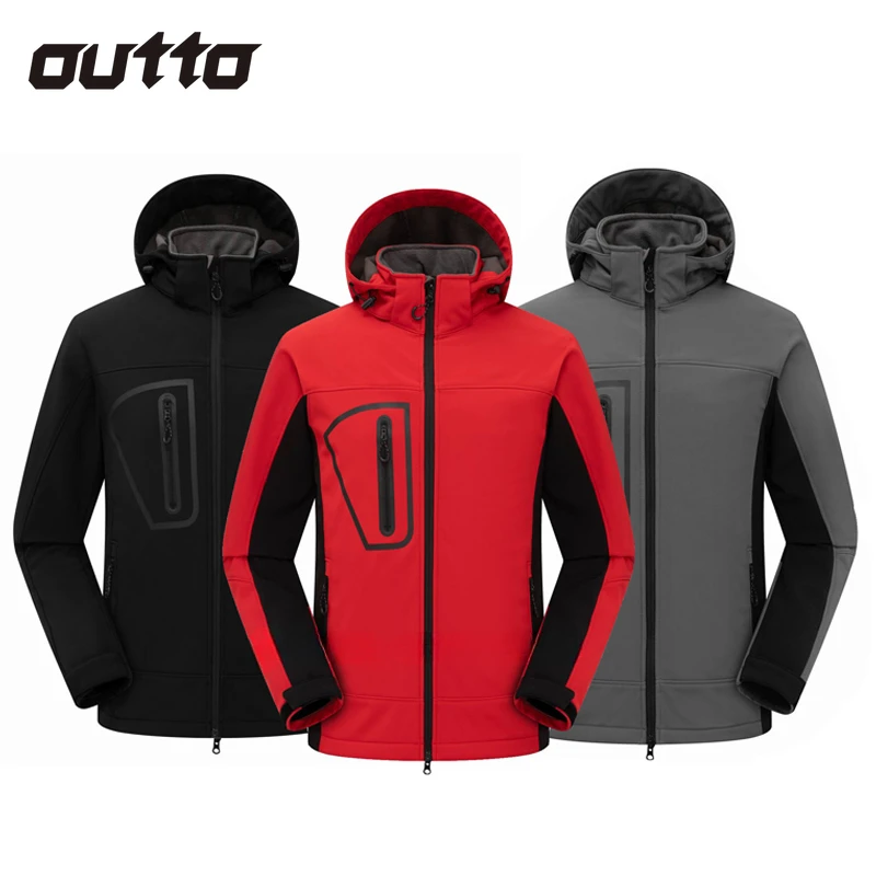 Outdoor Soft Shell Charge Jacket Men Multi-pockets Wear-resistant Breathable Fleece Coat Hiking Climbing Camping Cycling Jackets