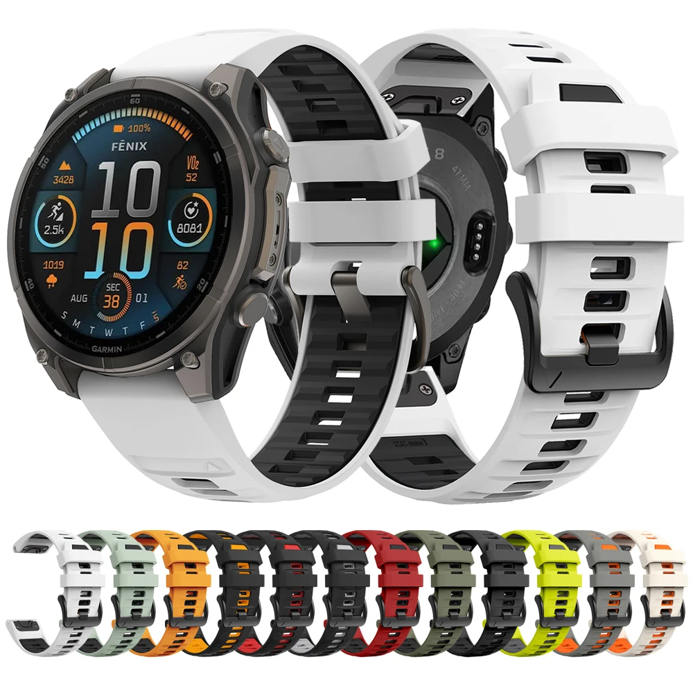 Quick Fit Silicone Strap For Garmin Fenix 8 47mm 51mm E 7 7X 6 6X 5 5X/Epix Pro/Enduro 3 Quatix8 Tactix 8 SOLAR Watch Band