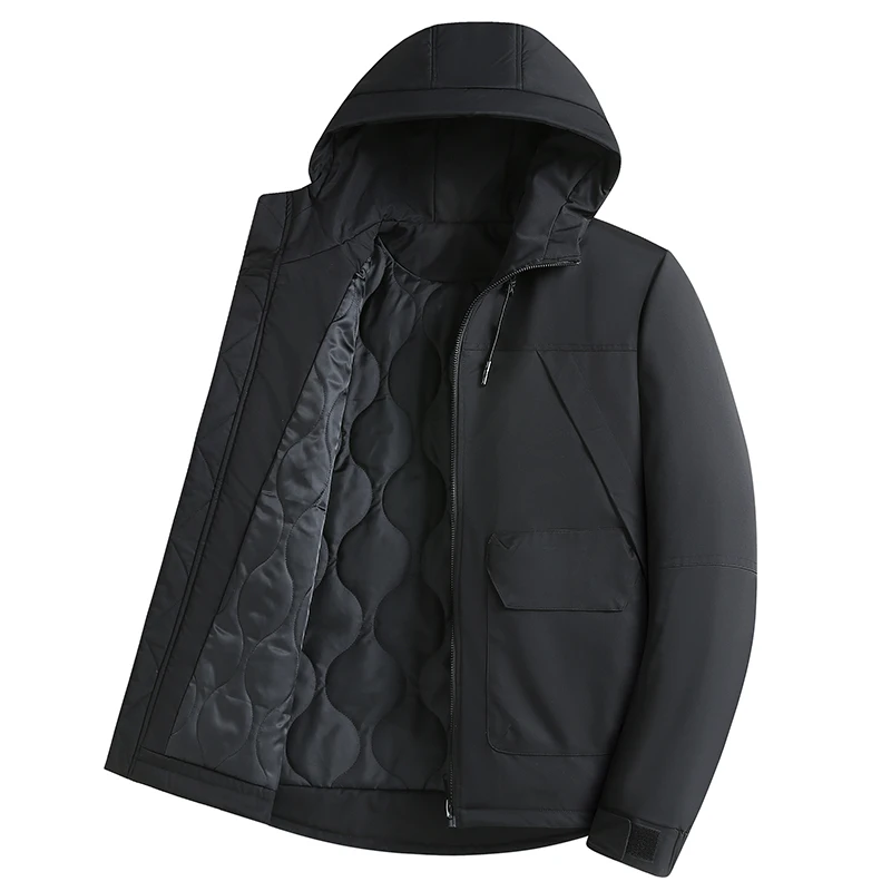 Casual Winter Men's Oversized Hooded Cotton-Padded Jackets Solid Windproof Thicken Warm Parkas Outdoor Wear Loose Top Down Coats