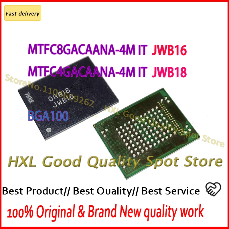 MTFC4GACAANA-4M IT 1PCS  JWB16 MTFC8GACAANA-4M IT Silk Screen JWB18 NEW 8GB EMMC Memory Chip BGA100 in Stock
