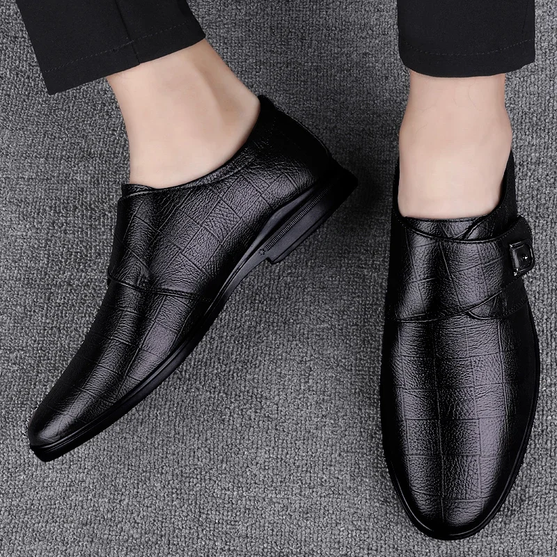 Men\'s Wedding party Shoes outdoor Fashion Casual Mens genuine Leather Loafers Comfortable Slip-on Moccasins Men shoes