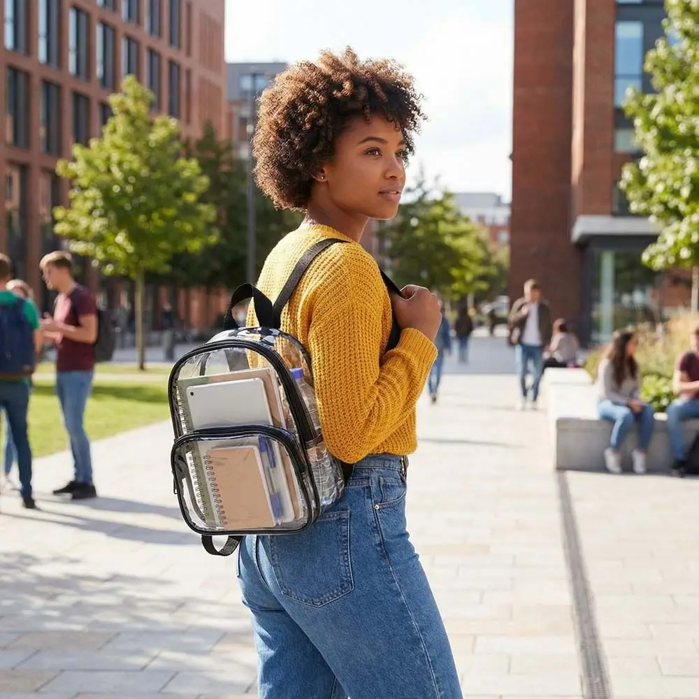 

Водонепроницаемый прозрачный рюкзак на молнии, большая вместимость, школьная сумка для студентов, корейский стиль, регулируемый плечевой ремень