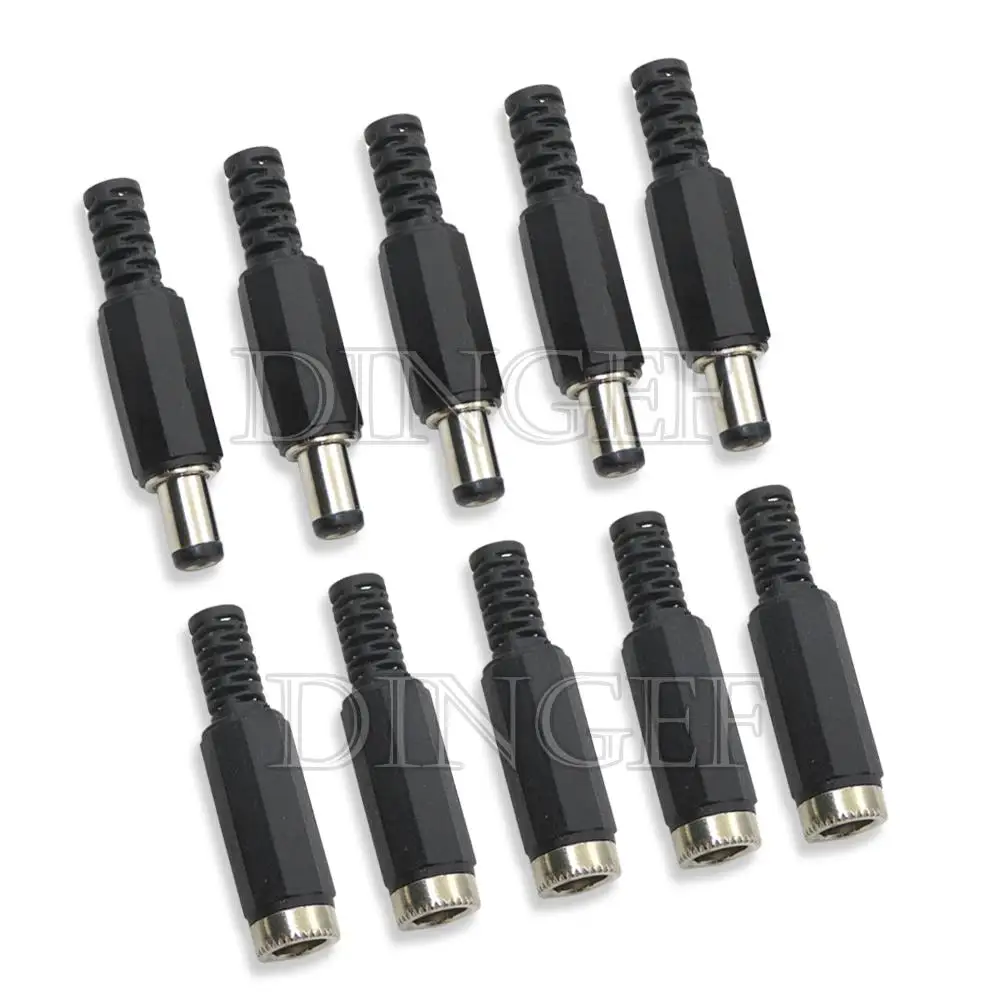 5Pair = 10PCS High quality DC Connector 2.5/2.1*5.5mm Power Jack DC Power Conector 5.5x2.1 / 5.5x2.5mm Male & Female